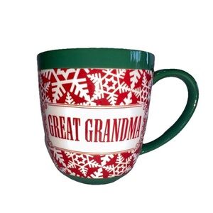 Great Grandma Coffee MugGreen and Red Snowflakes Hallmark Christmas